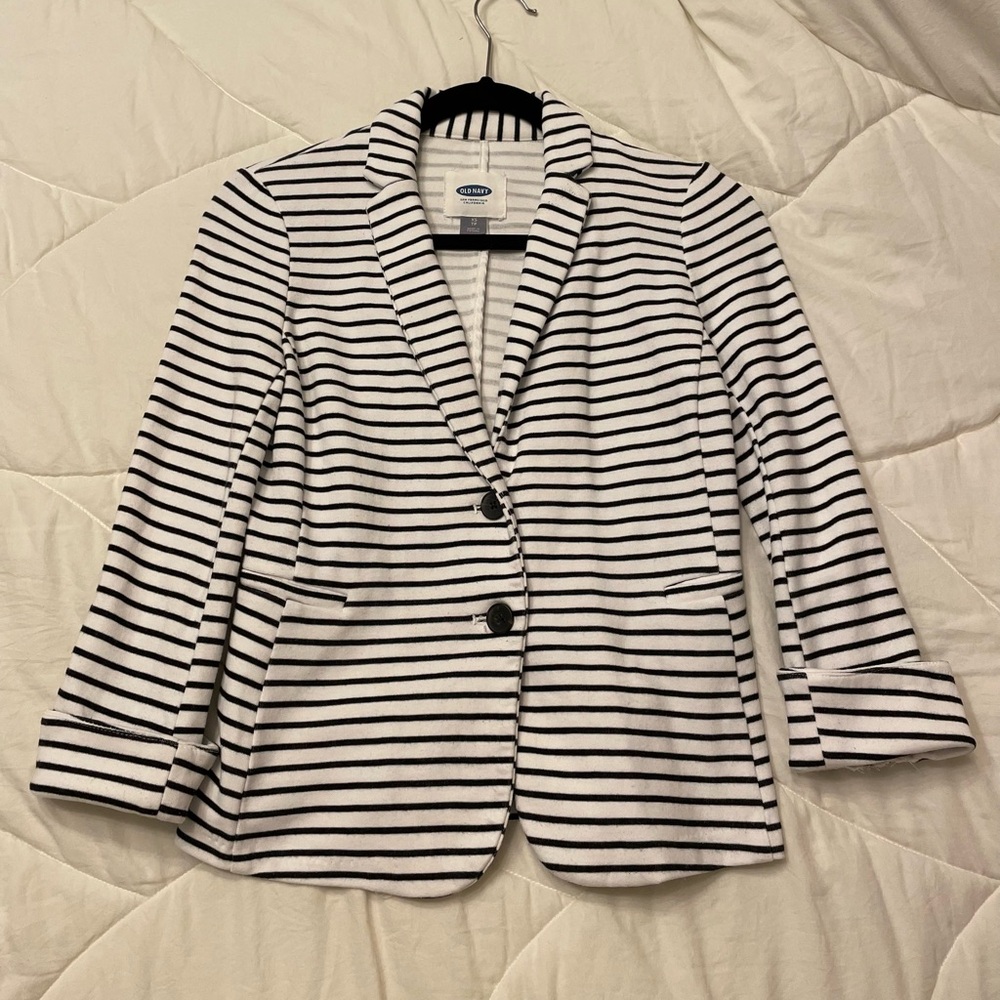 Old Navy Women's Striped Blazer - Black and White